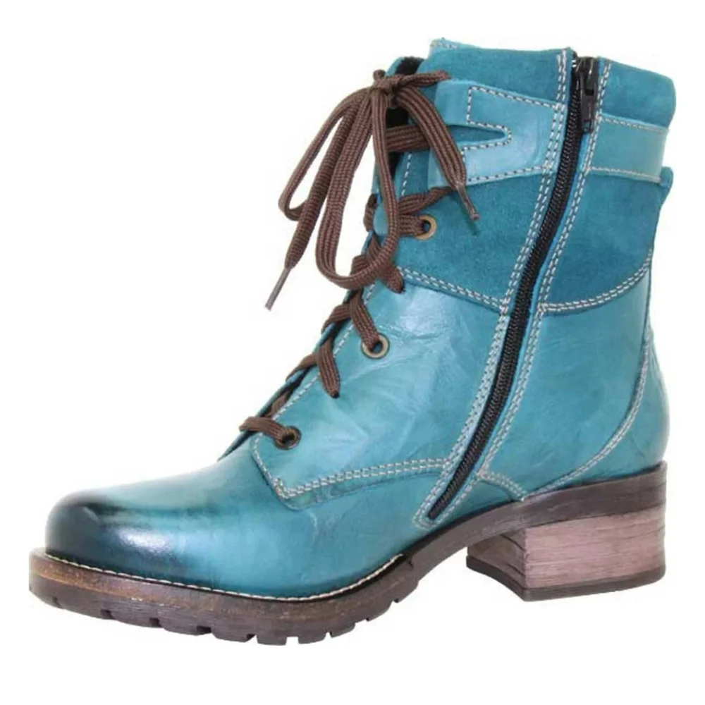 Women's Dromedaris Kara Boot Teal Size 37 combat boots shoes 6.5-7 fit